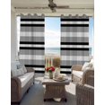 thumbnail image 4 of Black Gray Striped Blackout Curtains, Light Blocking Print Window Curtains, Contemporary Minimalist Lines Art Thermal Insulated Window Drapes for Living Room Kitchen Cafe 2 Panels, 84"W x 63"L, 4 of 9