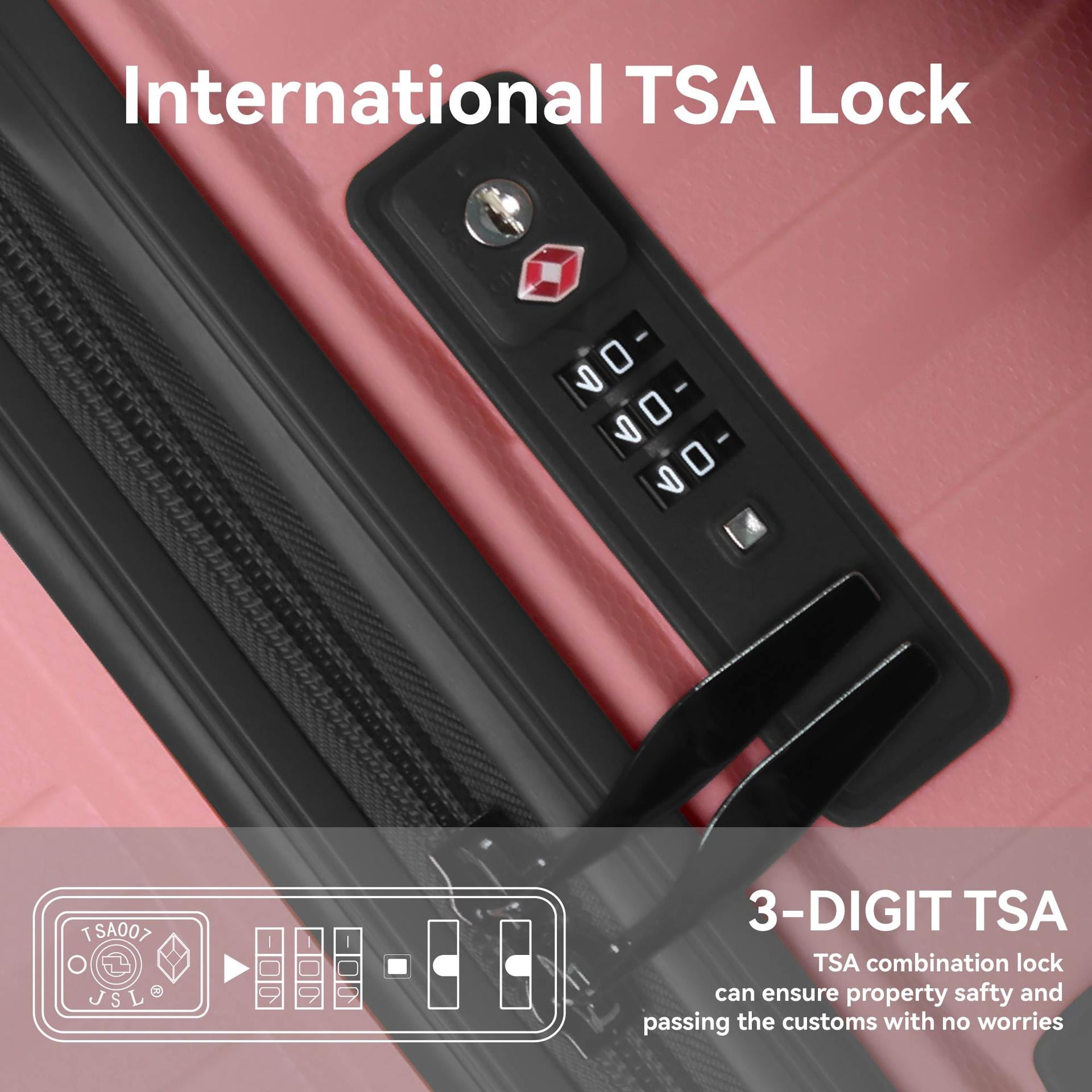 3-Piece Luggage Sets (20''/24"/28"), Scratch-Resistant Hardside PP Suitcase with 3-Digit TSA Lock