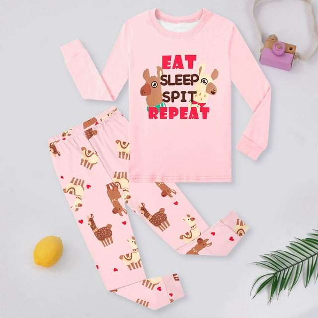 WEAIXIMIUNG Little & Big Girls Knit Pajama 2 Piece Shorts Pants Summer PJ 6Y