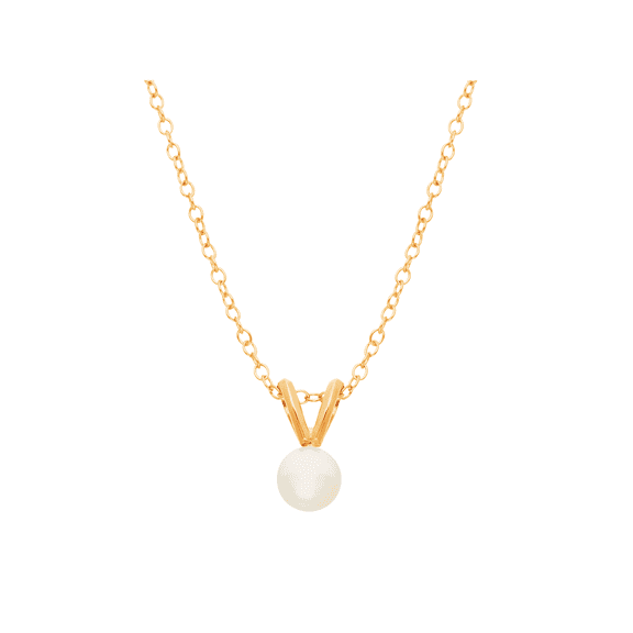 Women's Welry 5mm Freshwater Pearl V-Shape Pendant Necklace in 14kt Yellow Gold, 16"