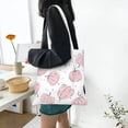 thumbnail image 6 of DouZhe Reusable Grocery Bags, Thanksgiving Pink pumpkins Lightweight Polyester Canvas Cloth Tote Bag for Travle Gym Shopping School, 15" x 16", 6 of 7
