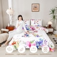 thumbnail image 3 of Castle Fairy Floral Letter R Full Size Comforter Sets 3 Pieces for Adults,Spring Garden Bedding Sets for Bedroom,Pink Reversible, 3 of 6