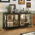 thumbnail image 2 of KULAGAGA 3-Color LED Light Storage Cabinet with Glass Shelves & 4 Compartments, Modern Sideboard Buffet with Solid Metal Legs for Living Room and Dining Room, Black, 2 of 8