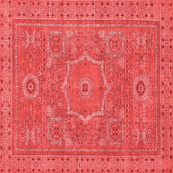 Ahgly Company Indoor Square Abstract Red Modern Area Rugs, 7' Square