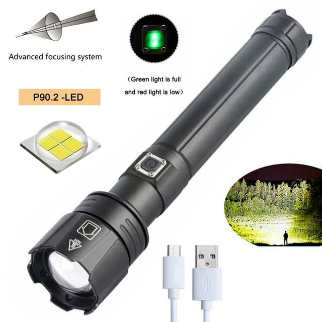 Linterna telescópica con zoom P90.2 potente tira de luz LED de potencia