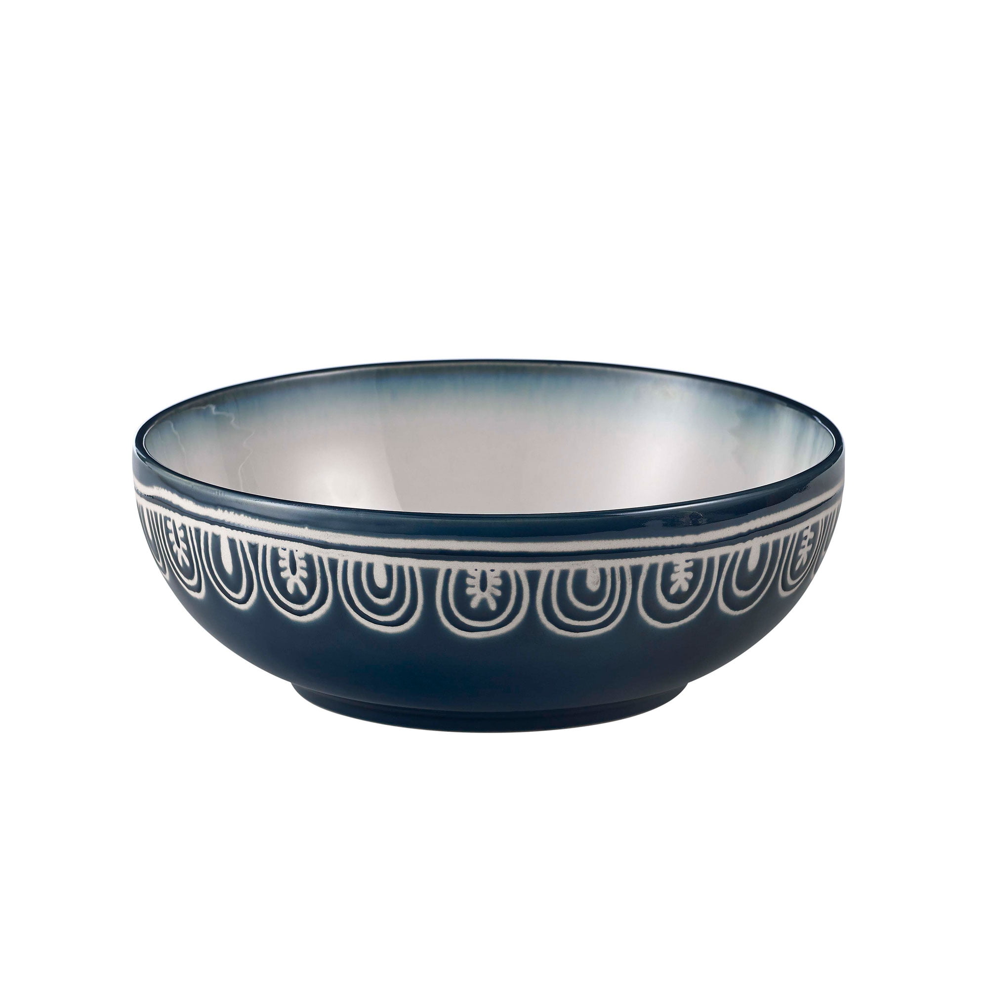 Over and Back Stoneware Teal Medalion Serving Bowl