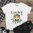 thumbnail image 4 of Strange and Cozy St. Patrick's Lucky Feline Women's Cotton Tee, S - 3XL, 4 of 5