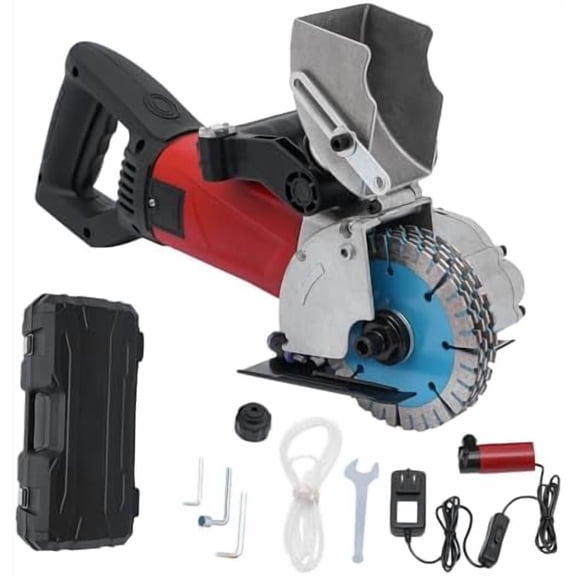 Electric Wall Grooving Cutting Machine Chaser,110V 4800W Wall Chaser Concrete Cutter,7000rpm,Concrete Grooving Cutting Machine with 5 5In Saw Blades and Water Pump,with Laser Guide