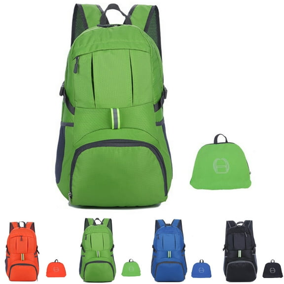 Unisex Foldable Backpack Lightweight Bag Small Backpacks Water Resistant for Travel Hiking Camping Walking Green