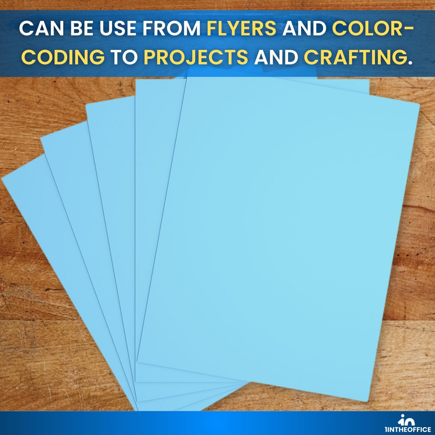 1InTheOffice Blue Copy Paper, Printer Paper, Colored Copy, 20 lbs., 8.5" x 11", 500 Pack