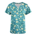 thumbnail image 3 of Hvyesh Womens Nursing Scrub Tops Printed Working Uniform Short Sleeve V-Neck Workwear Blouse T-shirt with Pockets Womens Scrubs Summer, 3 of 4