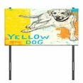 thumbnail image 3 of Yellow Headboard, Sitting Dog Sketch Style Illustration on Striped Background Weathered Effect, Upholstered Decorative Metal Bed Headboard with Memory Foam, Twin Size, Yellow Beige Blue, by Ambesonne, 3 of 4