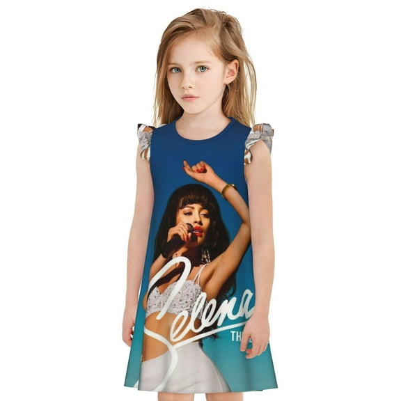 Girls Selena Quintanilla Princess Gown Dress Cartoon Printed Home Casual Wear Birthday Gift for Kids