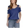 thumbnail image 1 of XMMSWDLA T-Shirt Graphique à Manches Courtes Col en V pour Femmes, Bleu, pour le Travail, 1 of 7
