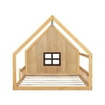 thumbnail image 6 of DreamBuck Full Size House Bed, Wood Montessori Floor Bed with LED Light Floor Bed with Fence and Window, Bed Frame for Girls Boys, Natural, 6 of 7