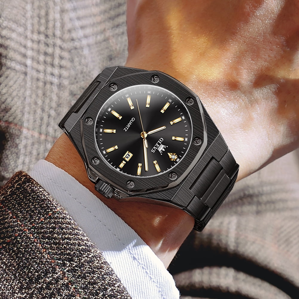 OLEVS Watch for Men Business Dress Diamond Analog Quartz Date Luxury Classic Casual Stainless Steel Waterproof Luminous Mens Wrist Watches Reloj para Hombre