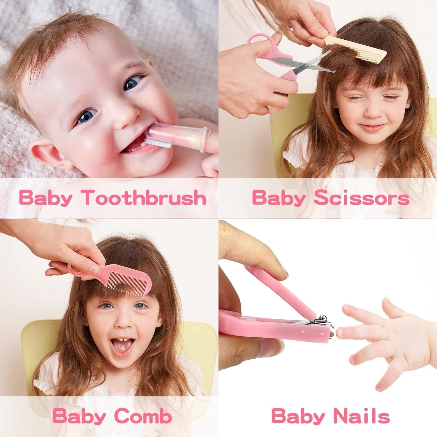 Baby Grooming and Healthcare Kit, Infant Safety Care Set with Hair Brush Comb Nail Clipper Nasal Aspirator,Baby Essentials Kit for Newborn Girls Boys