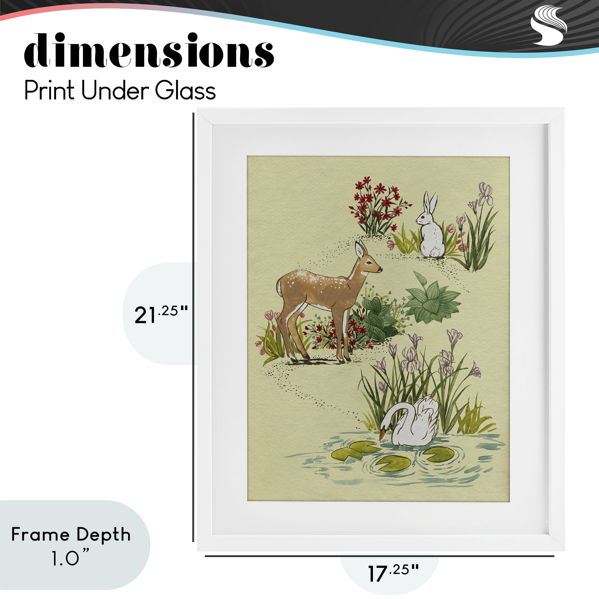 Stupell Industries Peaceful Spring Animals White Framed Print Under Glass, design by Grace Popp
