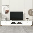 thumbnail image 2 of ON-TREND Luxurious TV Stand with Fluted Glass Doors, Elegant and Functional Media Console for TVs Up to 95'', Tempered Glass Shelf TV Cabinet with Multiple Storage Options, White, 2 of 16