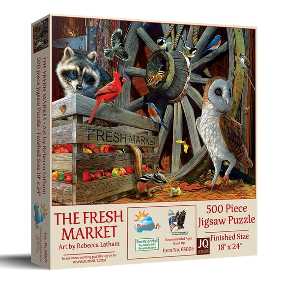 SUNSOUT INC - The Fresh Market - 500 pc Jigsaw Puzzle by Artist: Rebecca Latham - Finished Size 18" x 24" - MPN# 68005