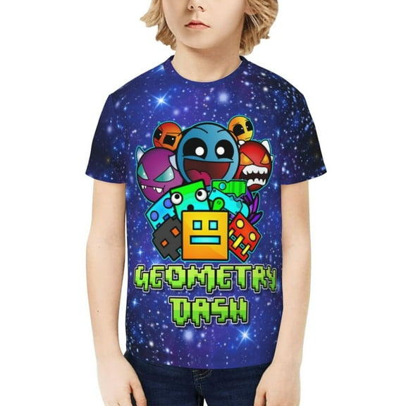 Geometry Dash Kids T-Shirt 3d Printed Graphic T-Shirts Boys And Girls Short Sleeve Shirts For Youth Kids X-Small