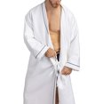 thumbnail image 3 of Texere Men's Modal Cotton Kimono Luxury Resort Robe with Quilted Design; Front Tie Bathrobe with Pockets, Absortbent Spa and Pool Wear (White, M), 3 of 5