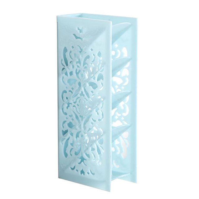 Caja de almacenamiento de mesa de plástico de cuatro capas, organizador de papelería de escritorio, estuche protector, decoración (azul)