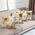 thumbnail image 4 of Spring Summer Sunflower Throw Pillow Covers 20x20 Set of 4,Butterfly Pillow Cases for Bedroom Sofa Couch, 4 of 6