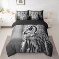 thumbnail image 3 of Manfei Cartoon Owl Full Size Bedding Sets, Jungle Animal Full Size Bed in a Bag, Black Gray, Black Reversible, 7pcs, 3 of 6