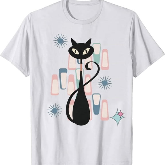 Retro Atomic Kitschy Cat V-Neck T-Shirt Sizes S-5XL Goldengate