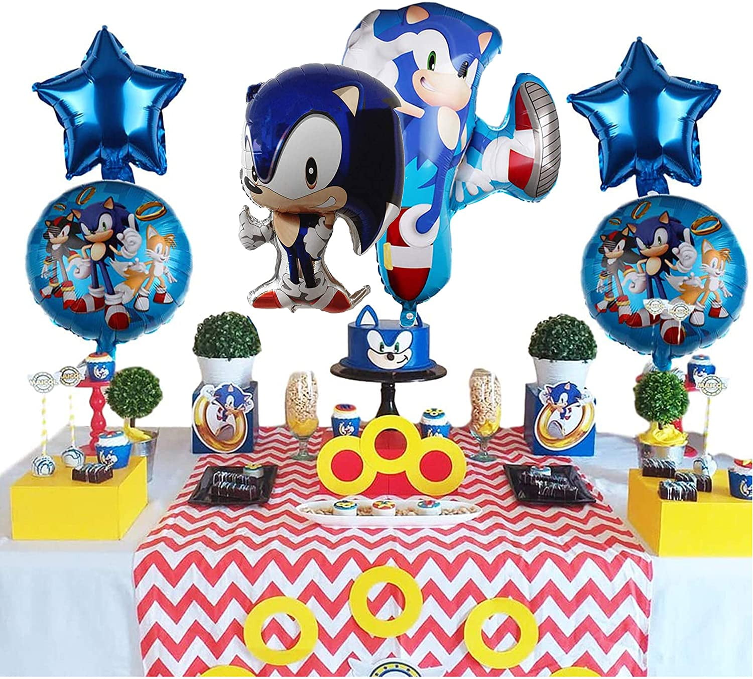 OPATER 5 Pcs Sonic The Hedgehog Balloons Birthday Party Supplies