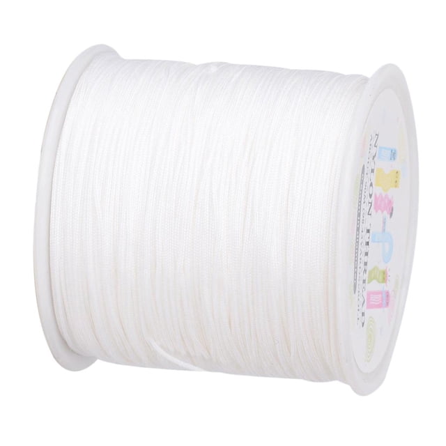 Cordón de satén de nailon para manualidades, hilo de adorno para anudar chino, kumihimo, abalorios, macramé, fabricación de joyas, costura (0,8 mm, 90 Blanco Macarena Cordón de nylon macramé