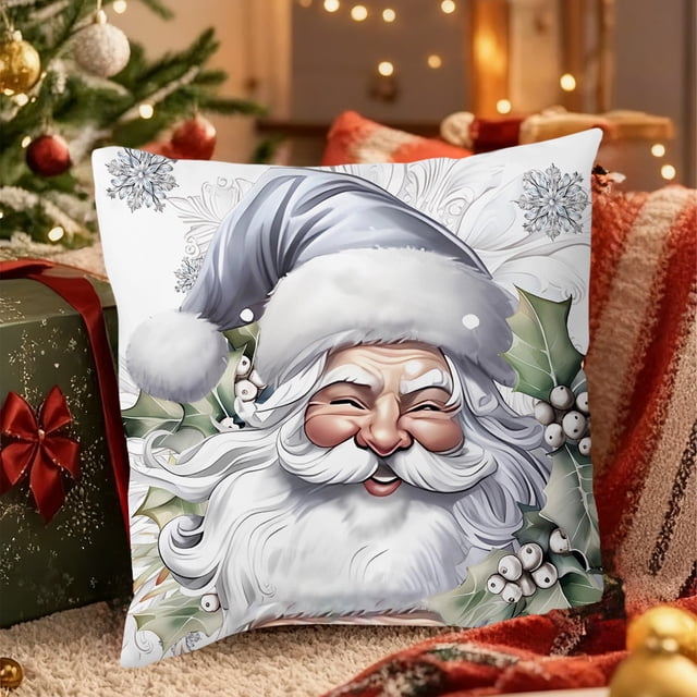 Funda de almohada corta de felpa con adornos navideños de 45 x 45 cm para el hogar, sofá, dormitorio, sin relleno, decoración de Halloween, otoño, adornos navideños.