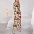 thumbnail image 3 of Honeii Tulips Flowers print Women's Pajama Sets Long Sleeve Button Down Sleepwear Nightwear Soft Pjs Lounge Sets-Small, 3 of 7