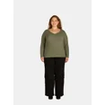 thumbnail image 4 of Terra & Sky Women's Plus Size Pointelle Top, Sizes 0X-4X, 4 of 5