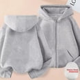 thumbnail image 3 of 2024 Otoño Invierno Casual Color sólido cárdigan Sudadera con capucha Simple cómodo mediano grande niños forro polar cremallera Sw, 3 of 5