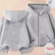 thumbnail image 3 of 2024 Otoño Invierno Casual Color sólido cárdigan Sudadera con capucha Simple cómodo mediano grande niños forro polar cremallera Sw, 3 of 5