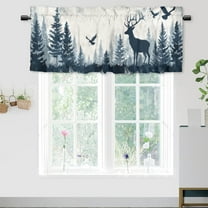 Rustic Deer Thermal Insulated Window Curtain Valance Forest Tree Eagle Elk Silhouette Country Hunting Rod Pocket Valances for Bedroom Living Room Dining Room 54 by 18 in, 1 Panel