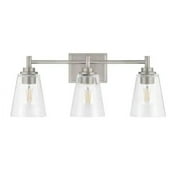 Hampton Bay 22.5 in. Wakefield 3-Light Brushed Nickel Modern Bathroom Vanity Light with Clear Glass Shades