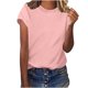 thumbnail image 1 of Tops Cortos para las Mujeres, Cuello Redondo Color Sólido, Casual Suelto Manga Corta Tops/Camisa, 1 of 5