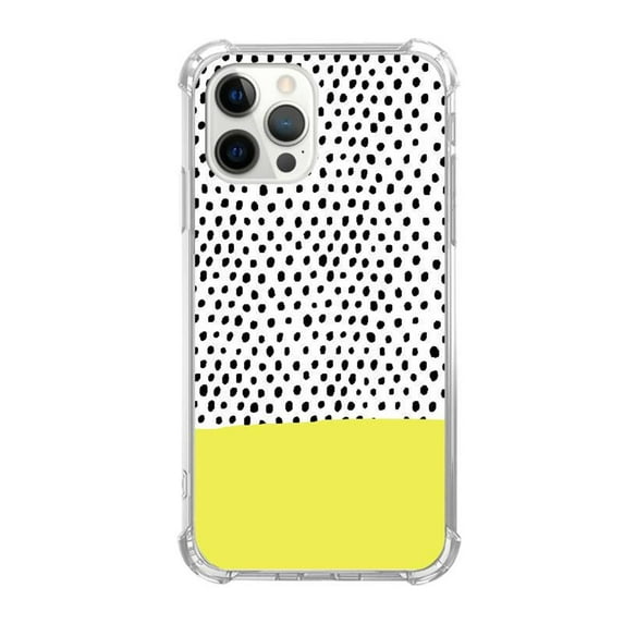 Yellow Black Polka Dot Case for iPhone 14 Pro,Aesthetic Art Design TPU Bumper Cover Case