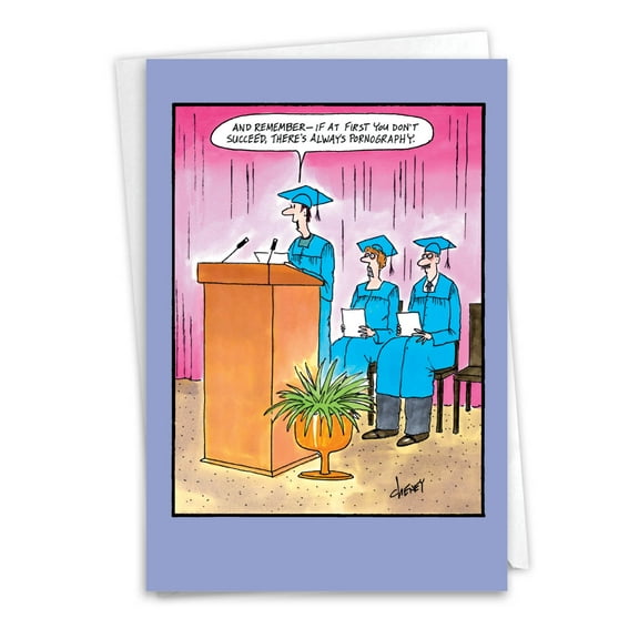 NobleWorks - 1 Funny Graduation Notecard with Envelope - College School Humor, Cartoon Card for Graduates - Always P-rn 3801