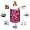 thumbnail image 6 of Daiia Pink Butterfly Round Laundry Basket with Handles Thickened Waterproof Circular hamper,Dirty Clothes Storage Basket for Bedroom,Bathroom,College Dorm-Small, 6 of 8