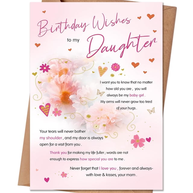 Tarjeta de cumpleaños HEJOYN para hija, feliz cumpleaños, de mamá y papá