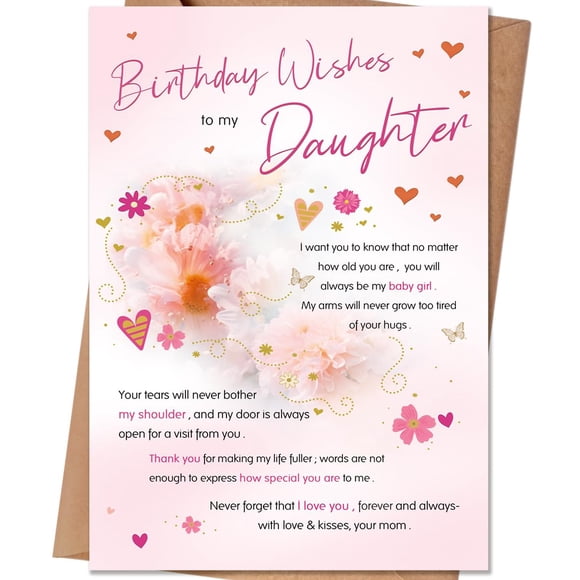 Tarjeta de cumpleaños HEJOYN para hija, feliz cumpleaños, de mamá y papá