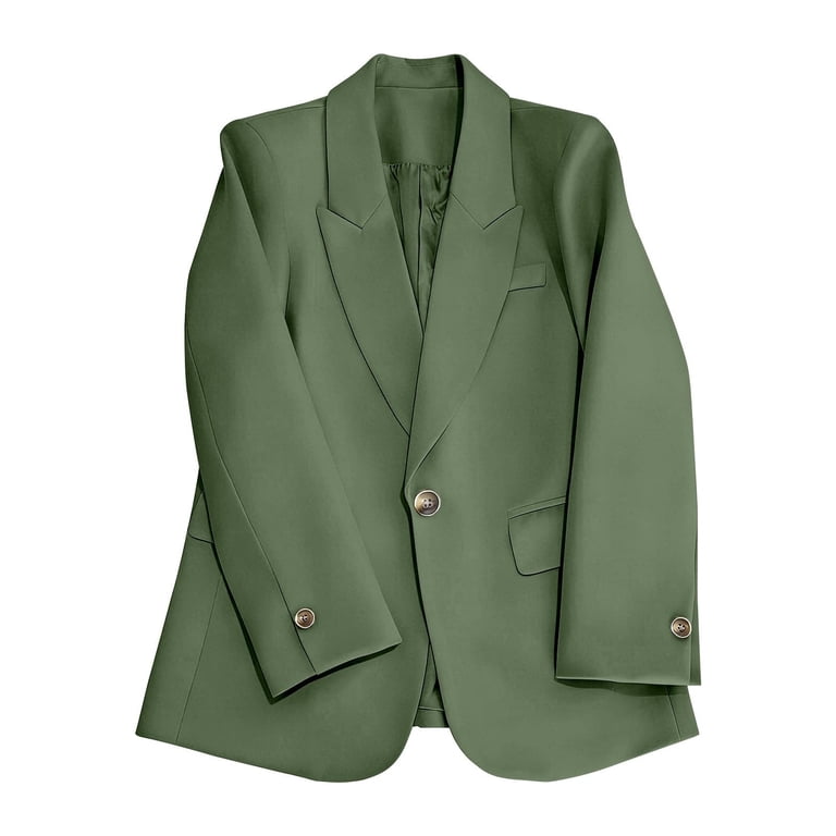 Stamzod Long Sleeve Blazers for Women Trendy 2026 Business Casual Dress Jacket Open Front Lapel Work Office Blazer Army Green S, Women's, Size: Small