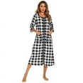 thumbnail image 2 of Eternatastic Womens Zipper Robe 3/4 Sleeves Loungewear Dress Full Length Sleepwear Pockets Housecoat Nightgown Long Bathrobe, 2 of 8