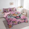 thumbnail image 3 of Homewish Cartoon Tiger Print Bedding Comforter Set 7pcs, Chinese Embroidery Artwork King Bedding Sets, Pink Old Fashion Reversible Bed Sheets, Breathable Home Decor, 3 of 7