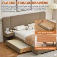 thumbnail image 3 of Zanmintaobo Queen Size Luxury Bed Frame,Upholstered Headboard,Storage Drawers ,Built-in Nightstand Components,No Box Spring Needed,Easy Assembly,Ocher, 3 of 11