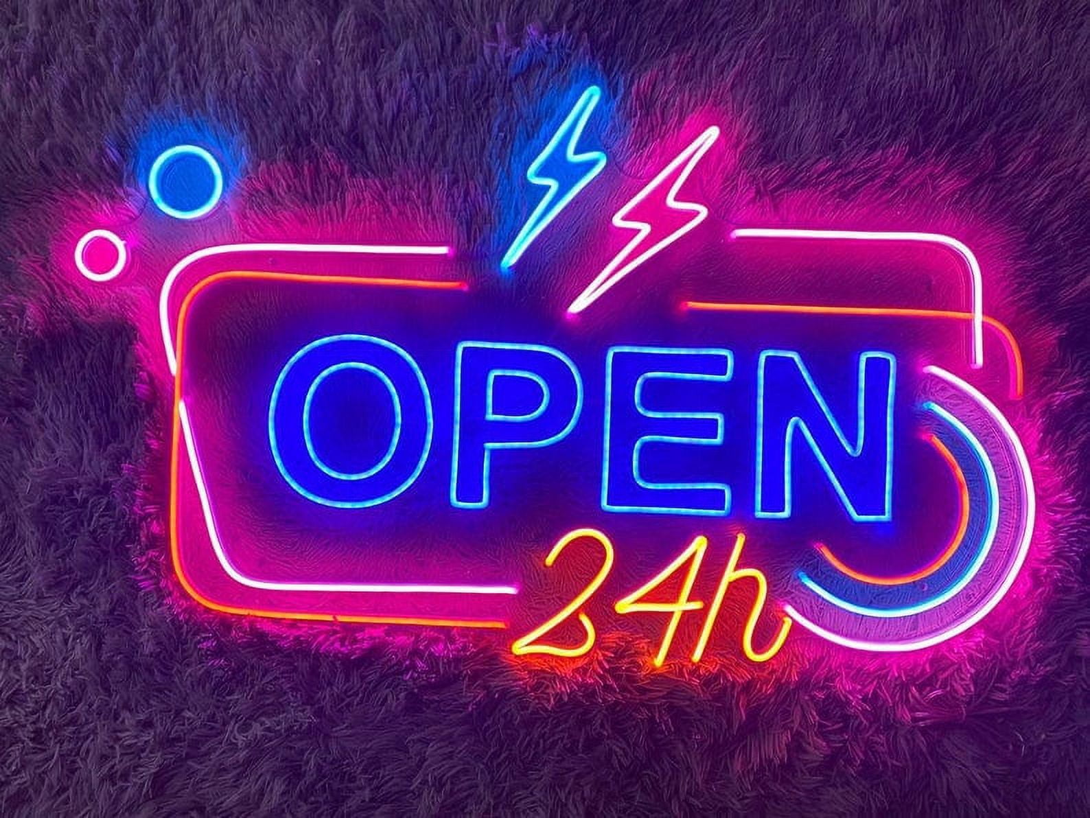 Open 24h Led Sign, Vertical Open Led Sign, Wall Decor, Bar Neon Home Decor